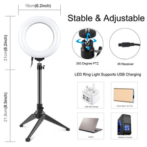 6.2" RGBW LED Ring Light with Tripod & Remote Control