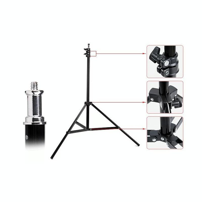 Aluminum Light Stand for Studio Flash | 1.9M Height | Black
