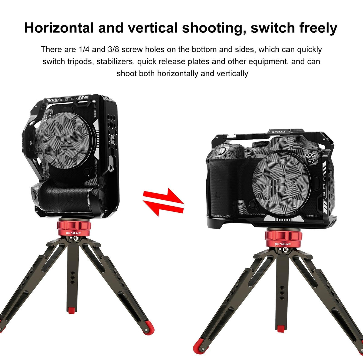 Metal Camera Cage for Canon EOS R7 | Stabilizer Rig | Black