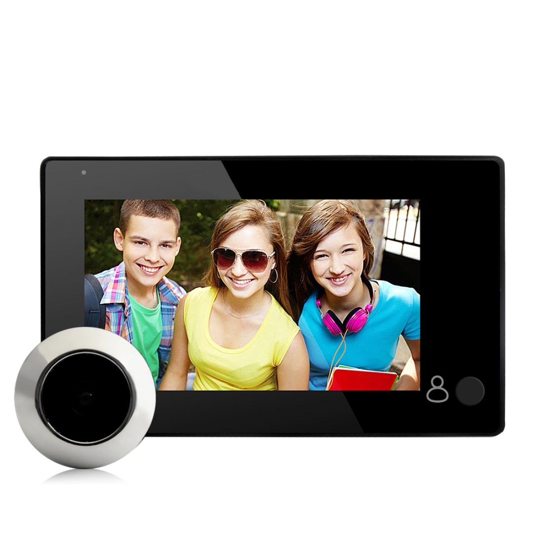 4.3" Security Camera Door Peephole | One-Key Watch | Black