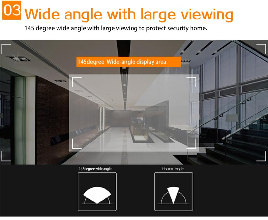 4.3" Security Camera Door Peephole | One-Key Watch | Black