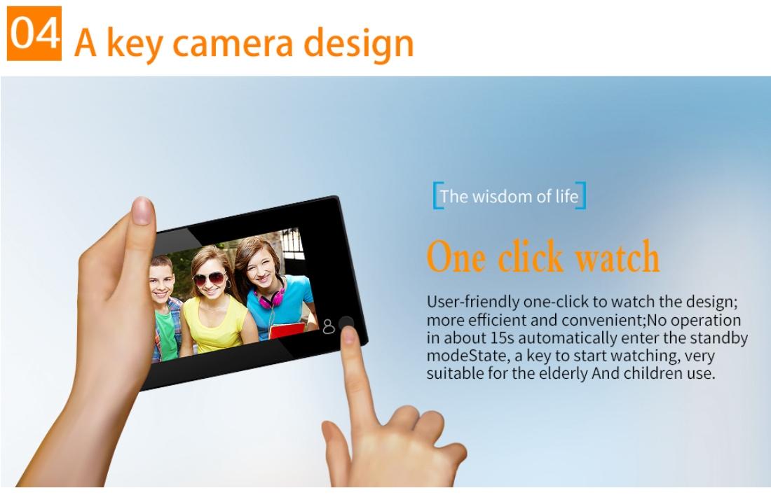 4.3" Security Camera Door Peephole | One-Key Watch | Black