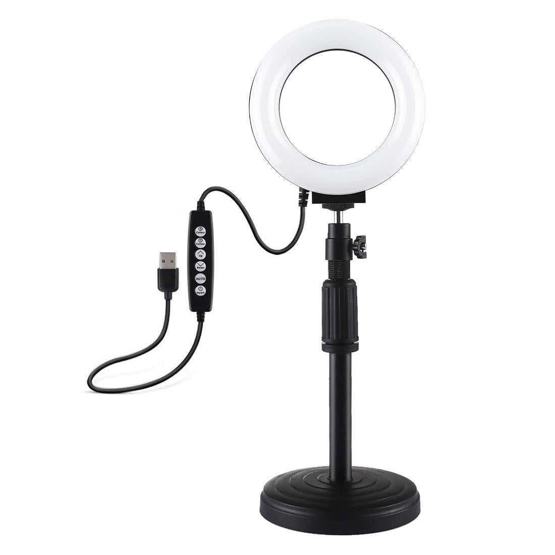 Curved Surface Ring Light with USB | 10 Modes & 8 Colour RGBW | Cold Shoe Tripod | Black