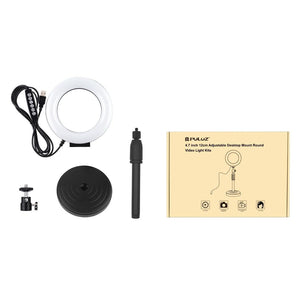 Curved Surface Ring Light with USB | 10 Modes & 8 Colour RGBW | Cold Shoe Tripod | Black