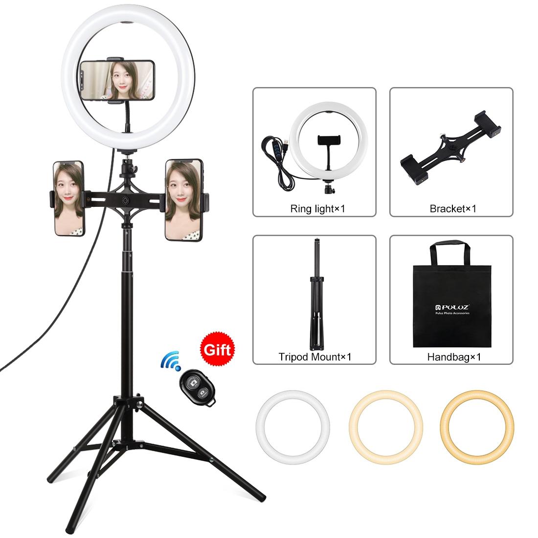 10.2" Dual Phone Tripod with USB Ring Light & Remote