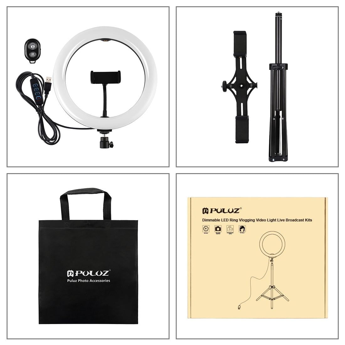 10.2" Dual Phone Tripod with USB Ring Light & Remote