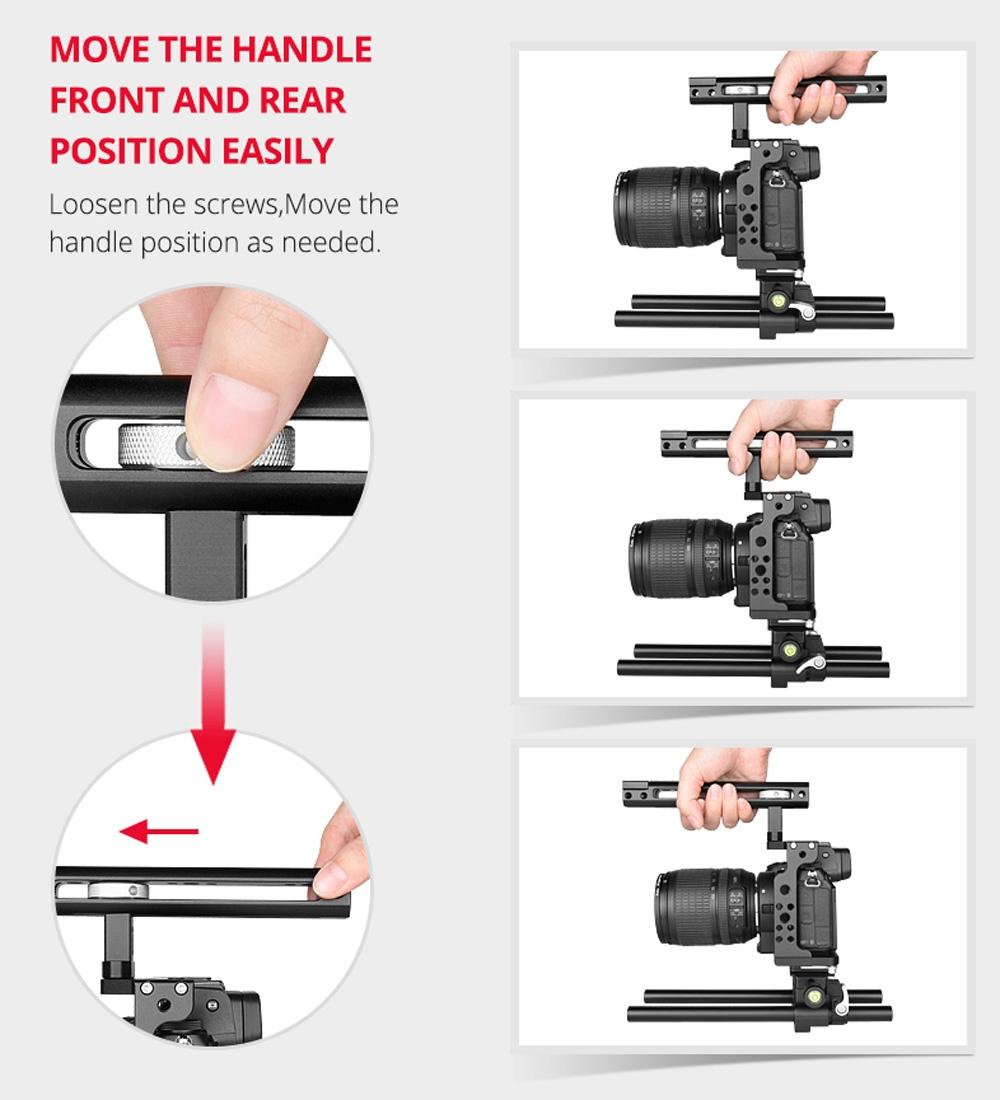 Video Camera Cage Stabilizer | With Handle & Rail Rod | For Nikon Z6 / Z7