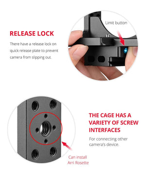 Video Camera Cage Stabilizer | With Handle & Rail Rod | For Nikon Z6 / Z7