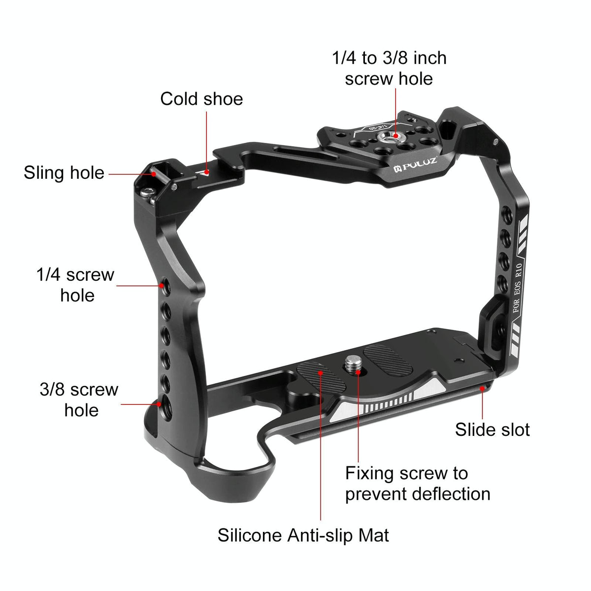 Metal Camera Cage for Canon EOS R10 | Stabilizer Rig | Black