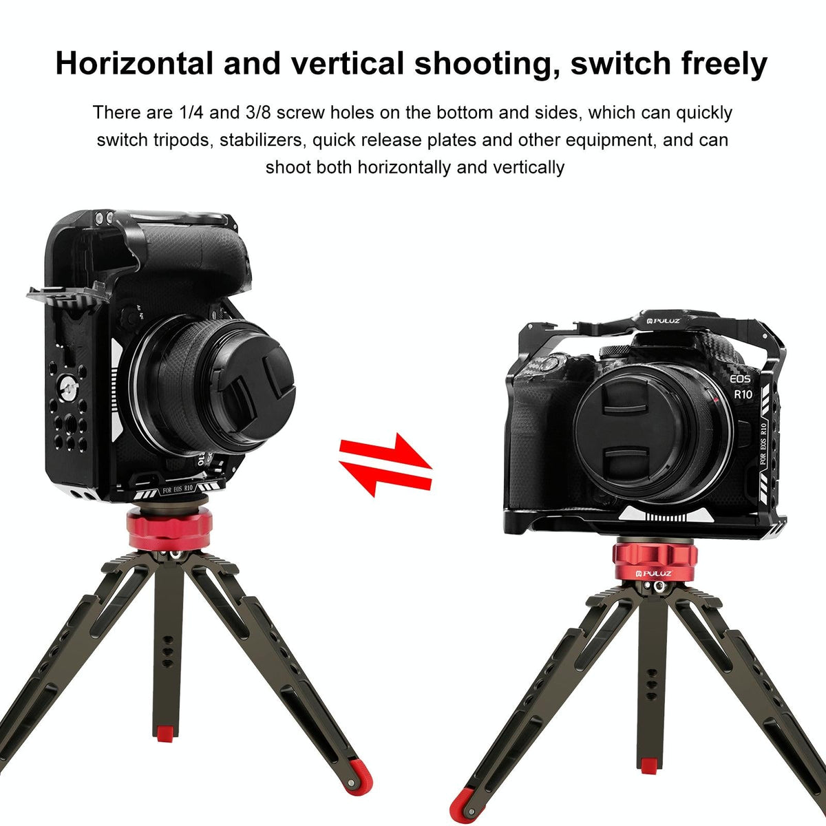 Metal Camera Cage for Canon EOS R10 | Stabilizer Rig | Black