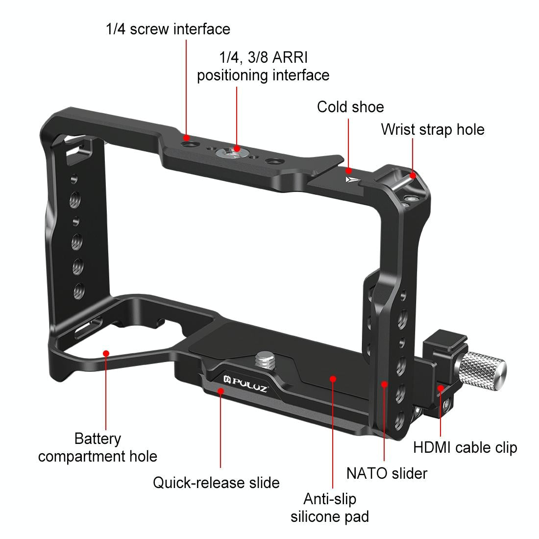 Sony A7CM2 / 7C II / 7CR Metal Camera Cage Stabilizer | Black