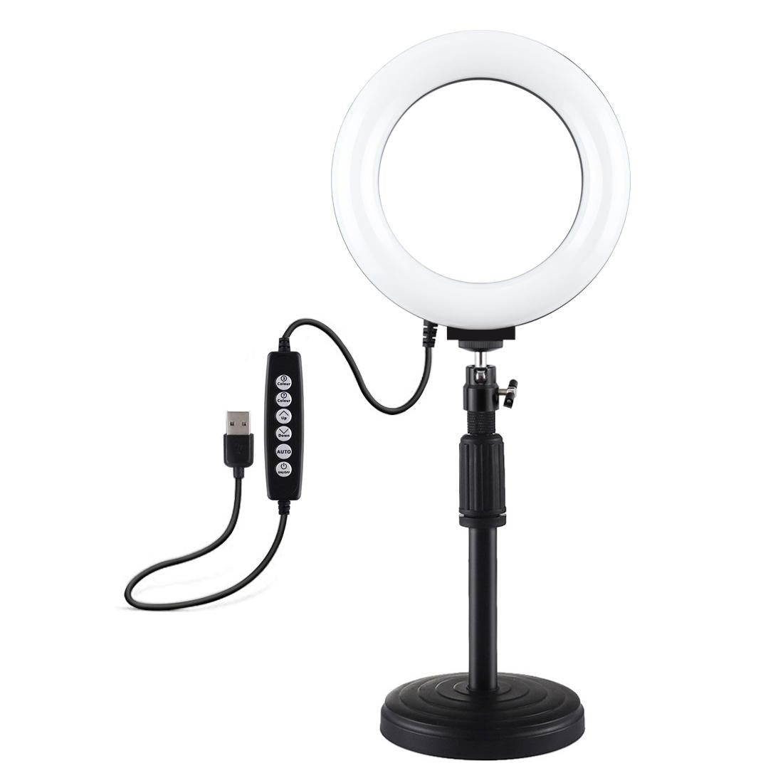 USB 10 Modes 8 Colour LED Ring Light with Tripod Mount | 6.2 - Inch Diameter