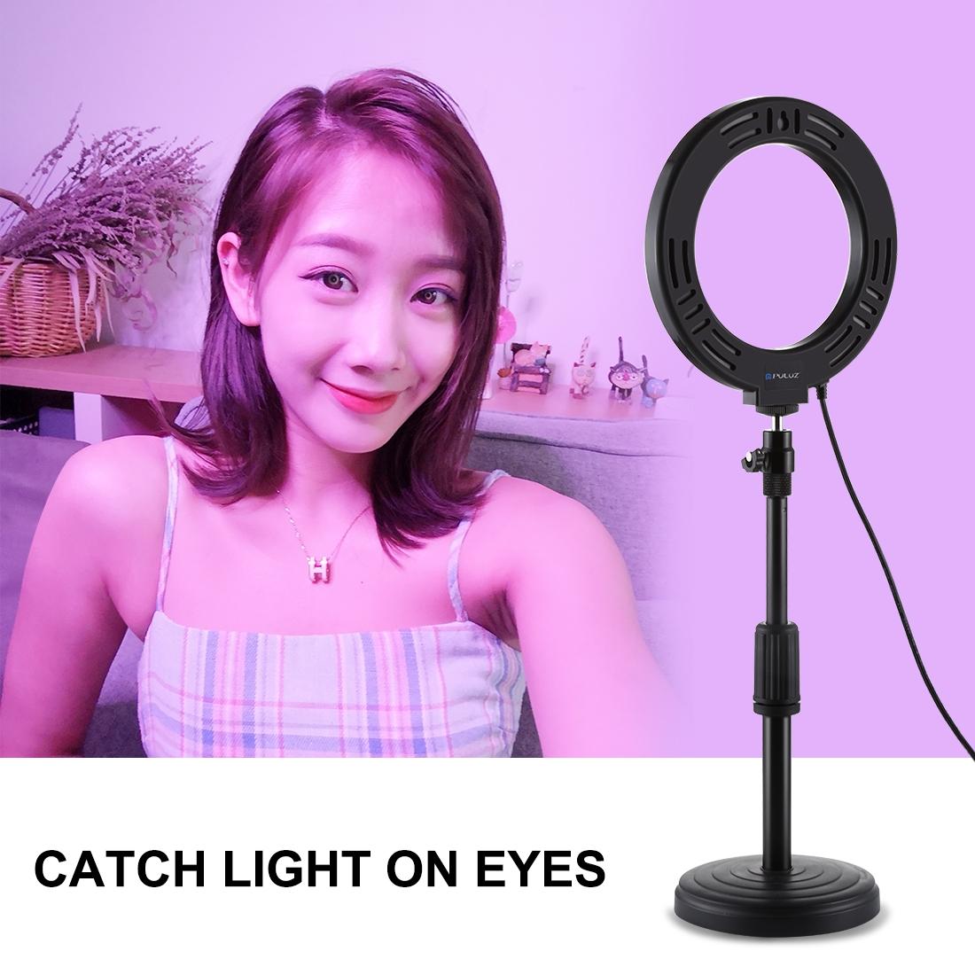 USB 10 Modes 8 Colour LED Ring Light with Tripod Mount | 6.2 - Inch Diameter