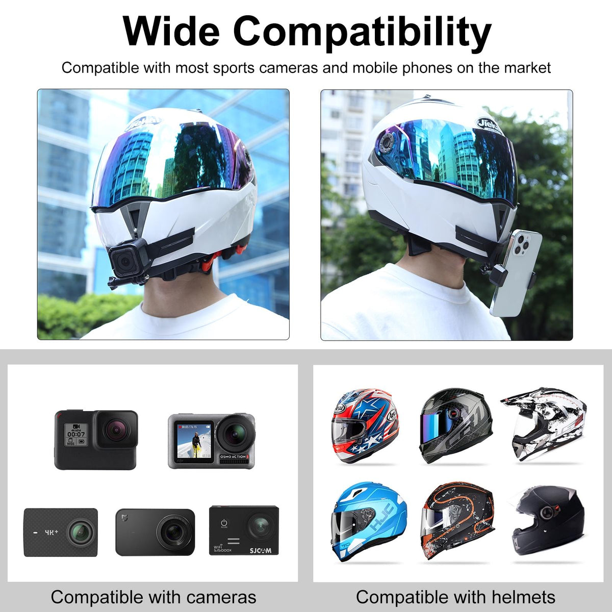 Motorcycle Helmet Chin Mount | For Bending Action Camera