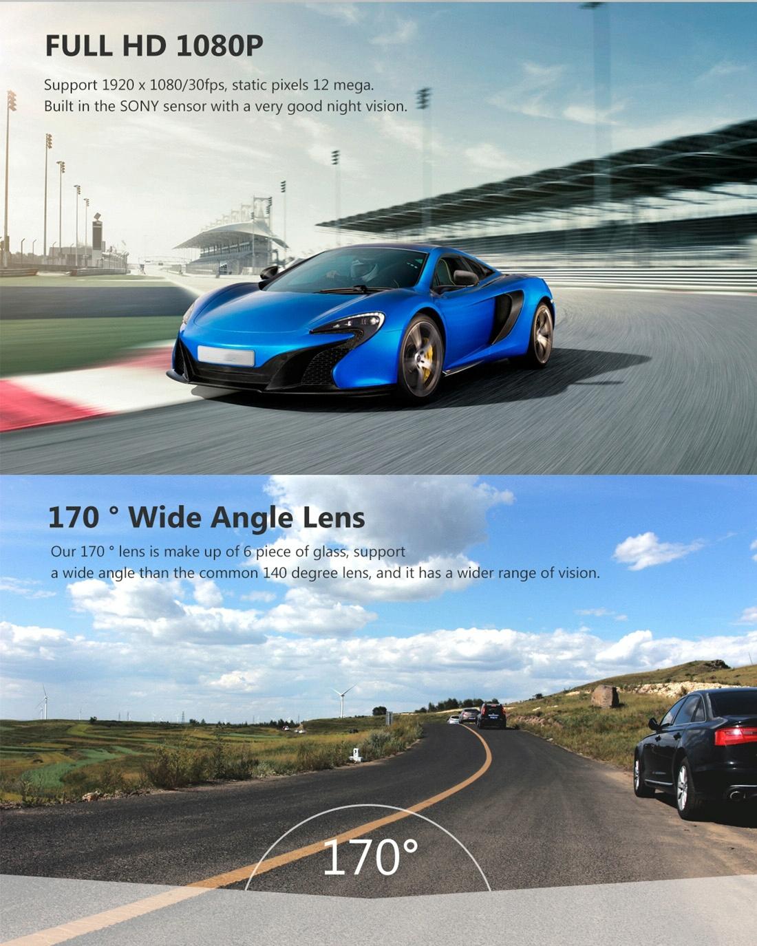 Full HD 1080P Car DVR Camera | With 2.45" IPS Screen & 170° Wide Angle View