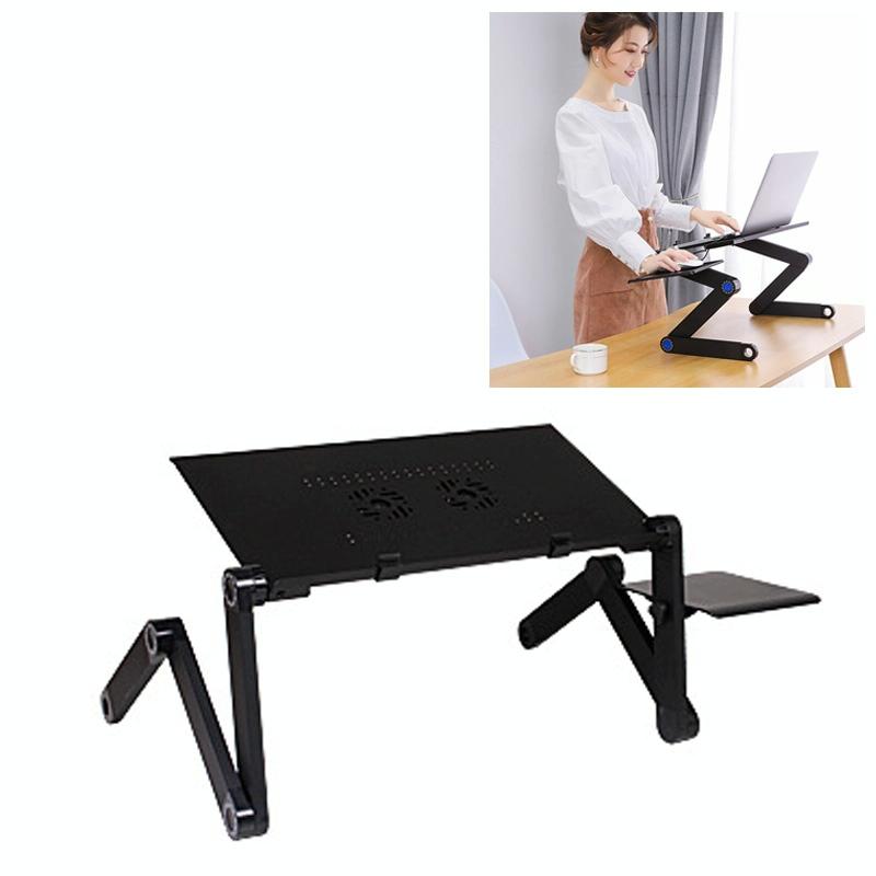 Foldable Laptop Stand with Dual Fans & Mouse Pad | 360° Adjustable | Black