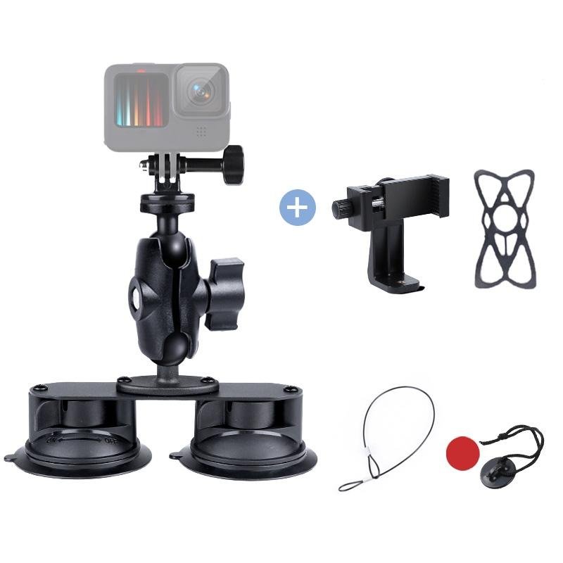 Universal Dual Suction Cup Mount for Action Cameras & Smartphones