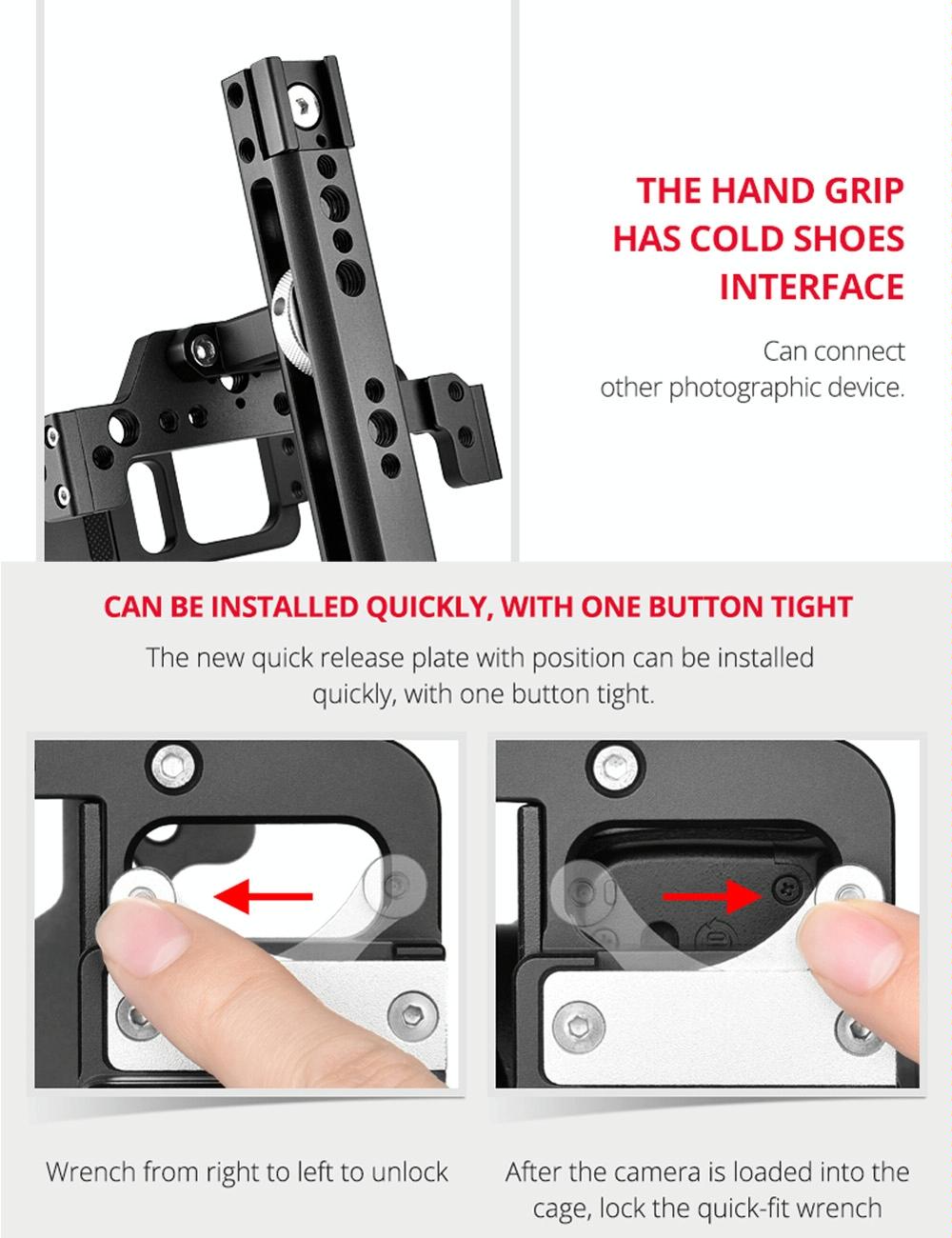 Video Camera Cage Stabilizer with Handle for Nikon Z6 / Z7 | Black