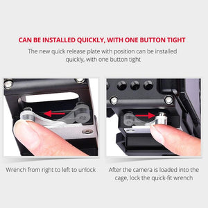 Video Camera Cage Stabilizer for Sony A7K / A72 / A73 / A7S2 / A7R3 / A7R2 / A7X | Black