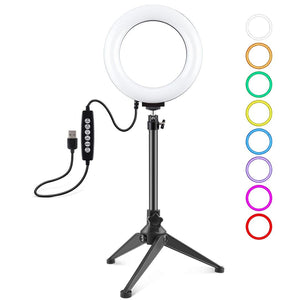 6.2" USB LED Ring Light with 10 Modes & Desktop Tripod Mount | Black