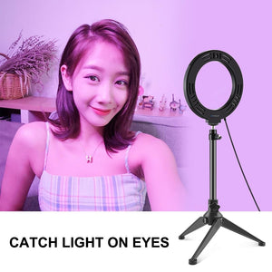 6.2" USB LED Ring Light with 10 Modes & Desktop Tripod Mount | Black
