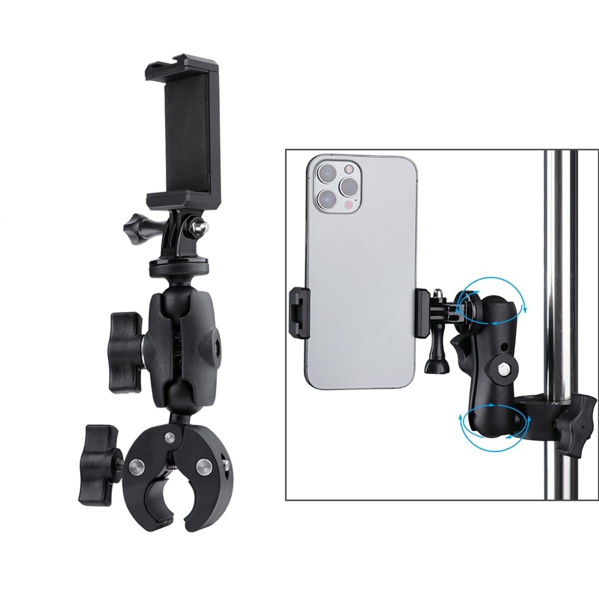 Adjustable Action Camera Clamp | 360° Rotation | Phone Holder