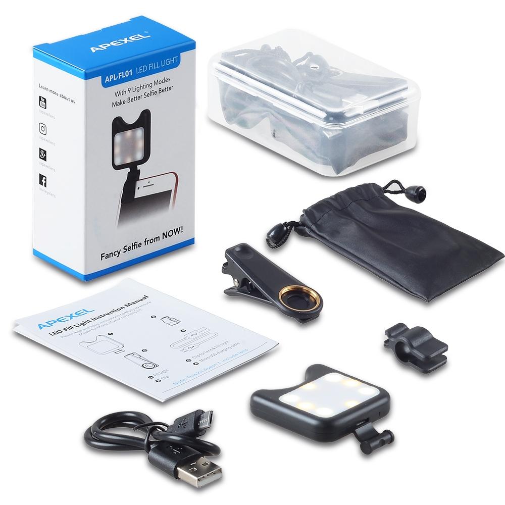 Universal Phone Camera Lens with Selfie LED Light for Smartphones