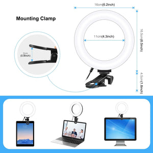 6.2 Dual - Colour Ring Light | USB | 3 Modes | Monitor Clip | Black