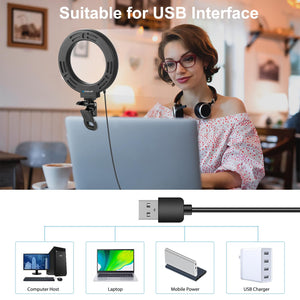 6.2 Dual - Colour Ring Light | USB | 3 Modes | Monitor Clip | Black