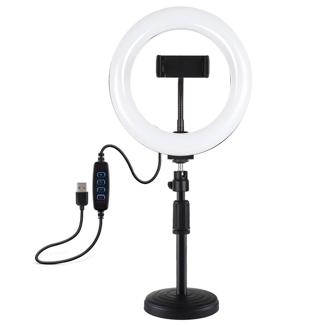7.9" LED Ring Light with USB | 3 Modes Dimmable | Dual Colour | Phone Clamp