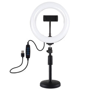 7.9" LED Ring Light with USB | 3 Modes Dimmable | Dual Colour | Phone Clamp