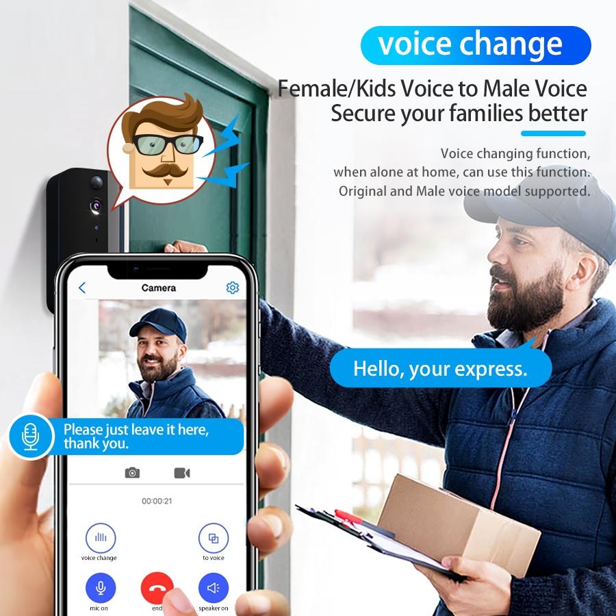 Wireless Doorbell Camera | Night Vision | Motion Detection | Black