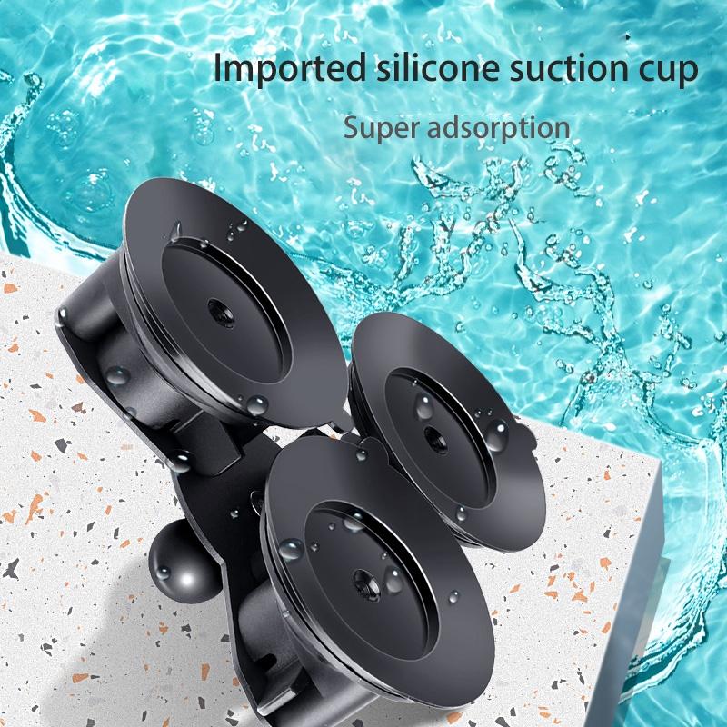 Triangle Suction Cup Mount for GoPro with Tripod Adapter & Phone Clamp