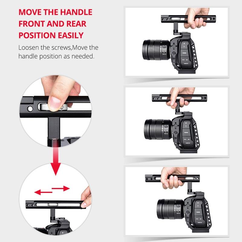 Video Camera Cage Stabilizer for DJI BMPCC 4K | Black Handle