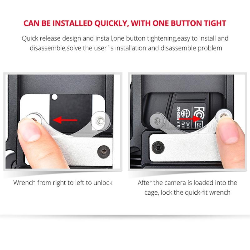 Video Camera Cage Stabilizer for DJI BMPCC 4K | Black Handle