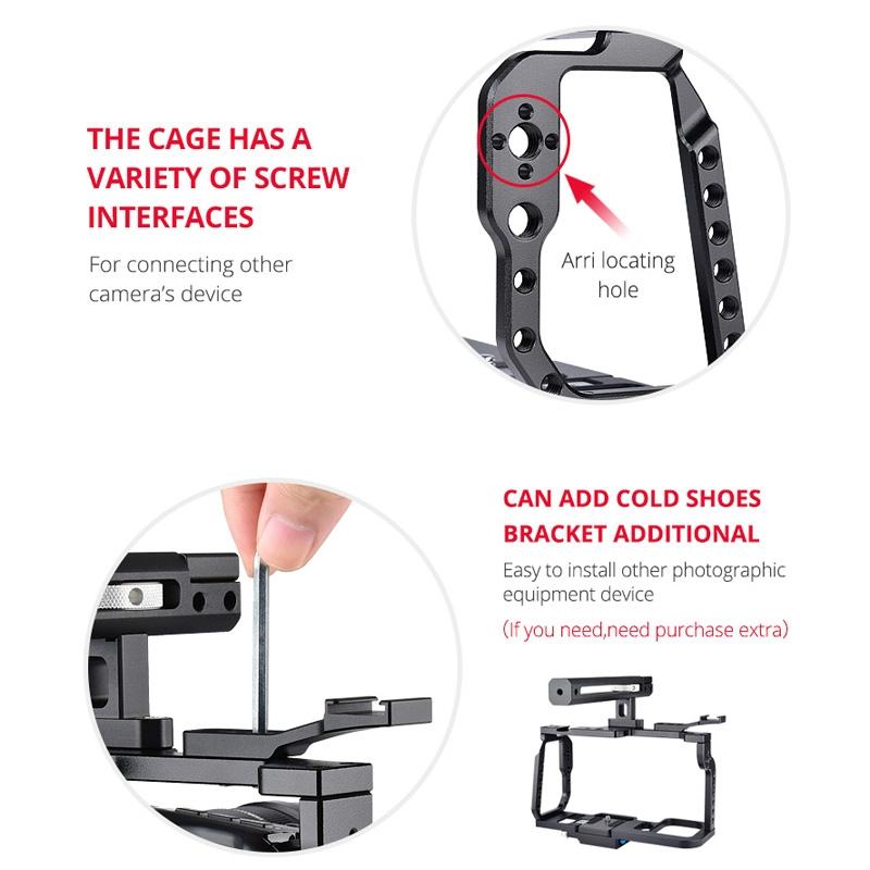 Video Camera Cage Stabilizer for DJI BMPCC 4K | Black Handle