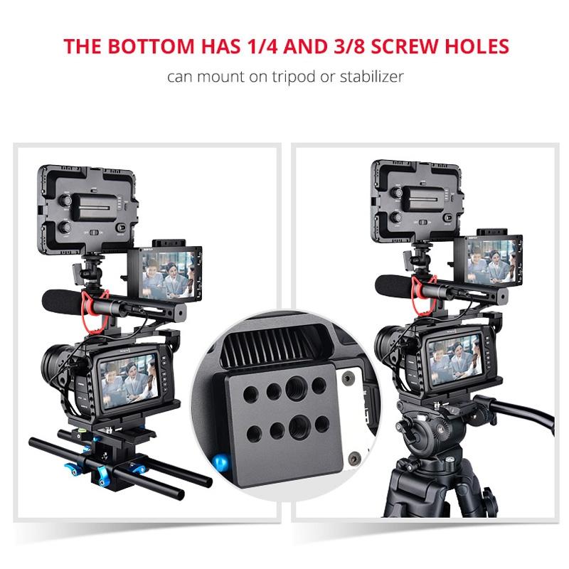 Video Camera Cage Stabilizer for DJI BMPCC 4K | Black Handle