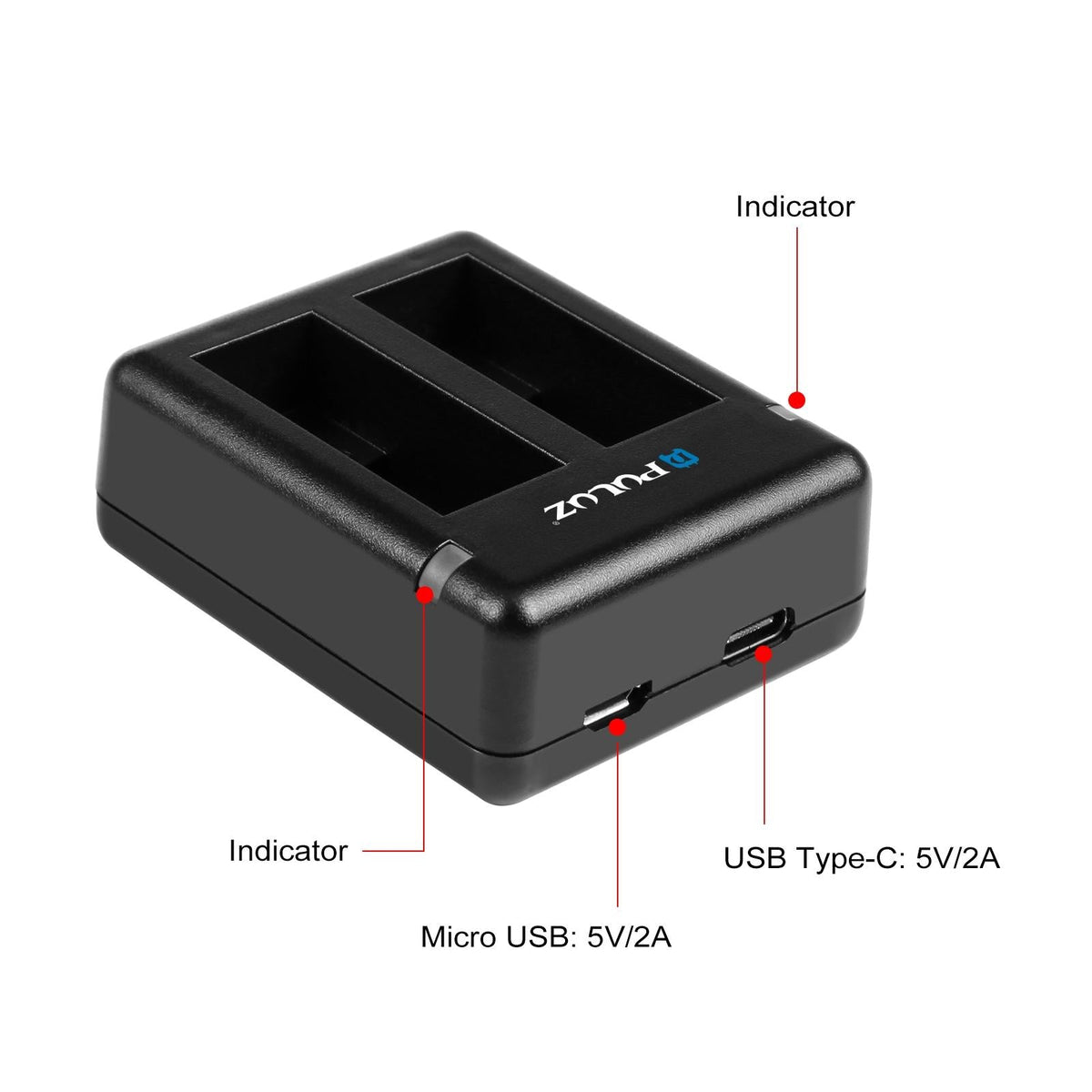 Dual USB Charger | For GoPro Hero 9 / 10 / 11 / 12 | Dual Batteries