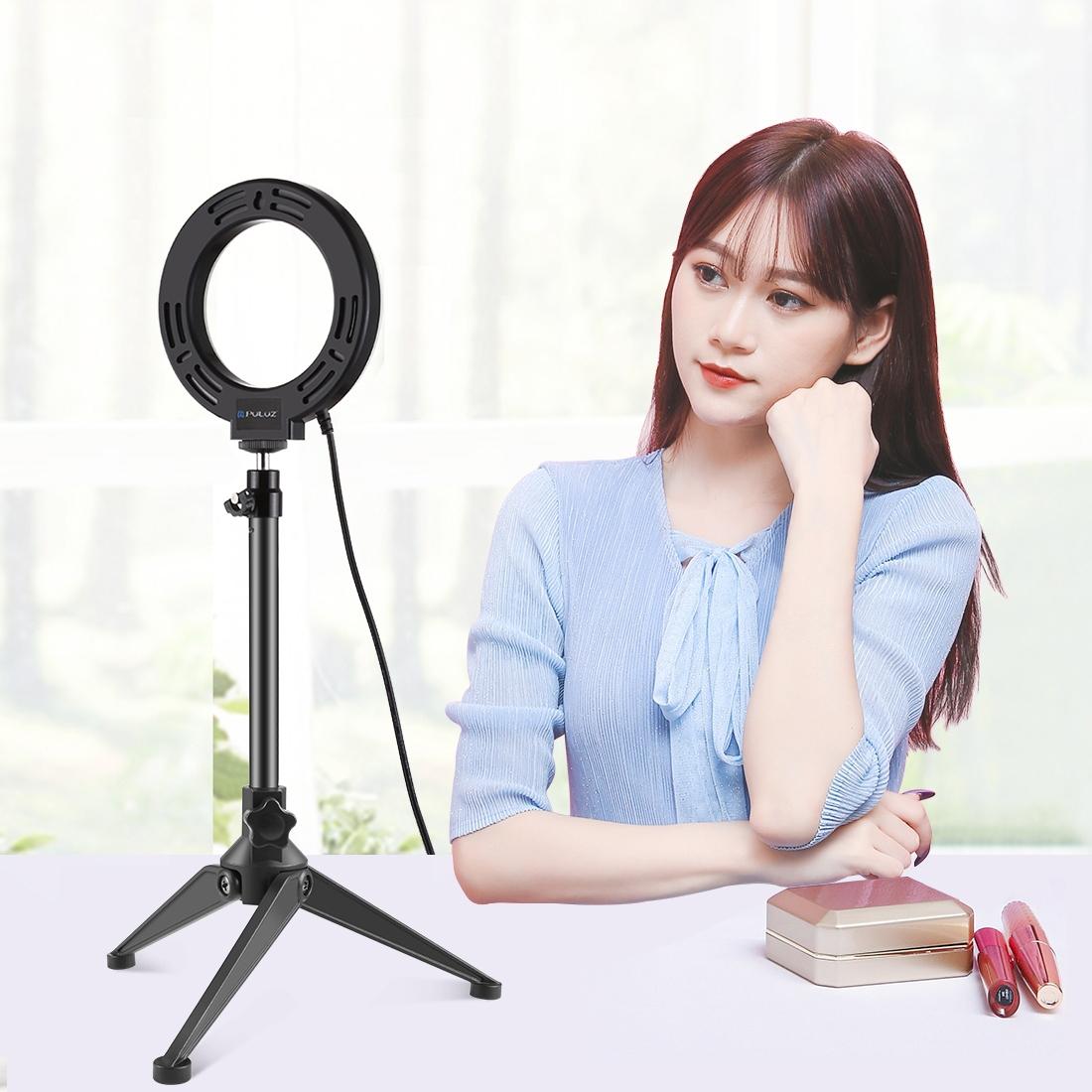10 Mode USB LED Ring Light with Tripod Mount & Cold Shoe Ball Head | 4.7 - Inch Diameter