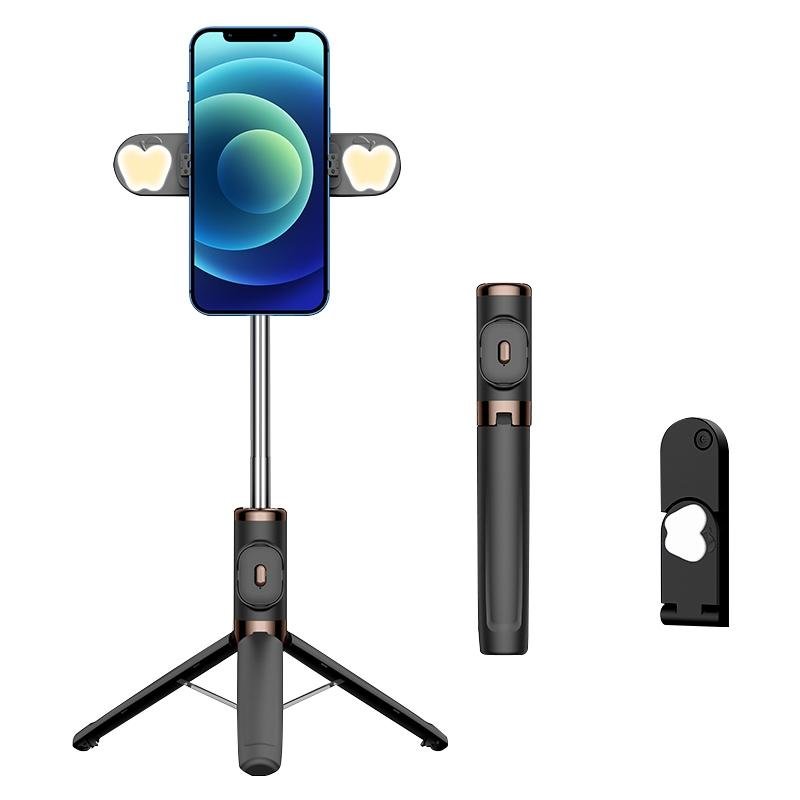 Bluetooth Remote Selfie Stick with Dual Fill Light & Tripod | Black