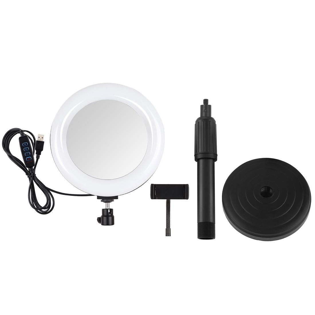 7.9" Dual-Colour LED Ring Light with Desktop Mount & Phone Clamp