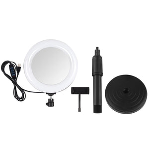 7.9" Dual-Colour LED Ring Light with Desktop Mount & Phone Clamp