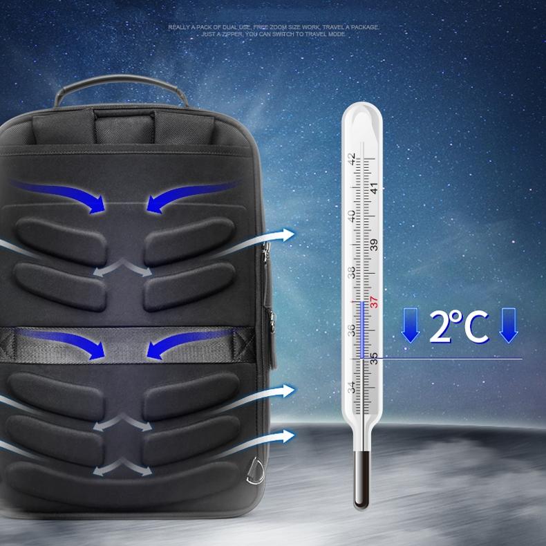 Business Laptop Backpack | Large Capacity | USB Port | Breathable Black | 29x16x44cm