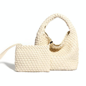 Apricot Hand Woven 2-in-1 Shoulder Bag | Apricot Colour