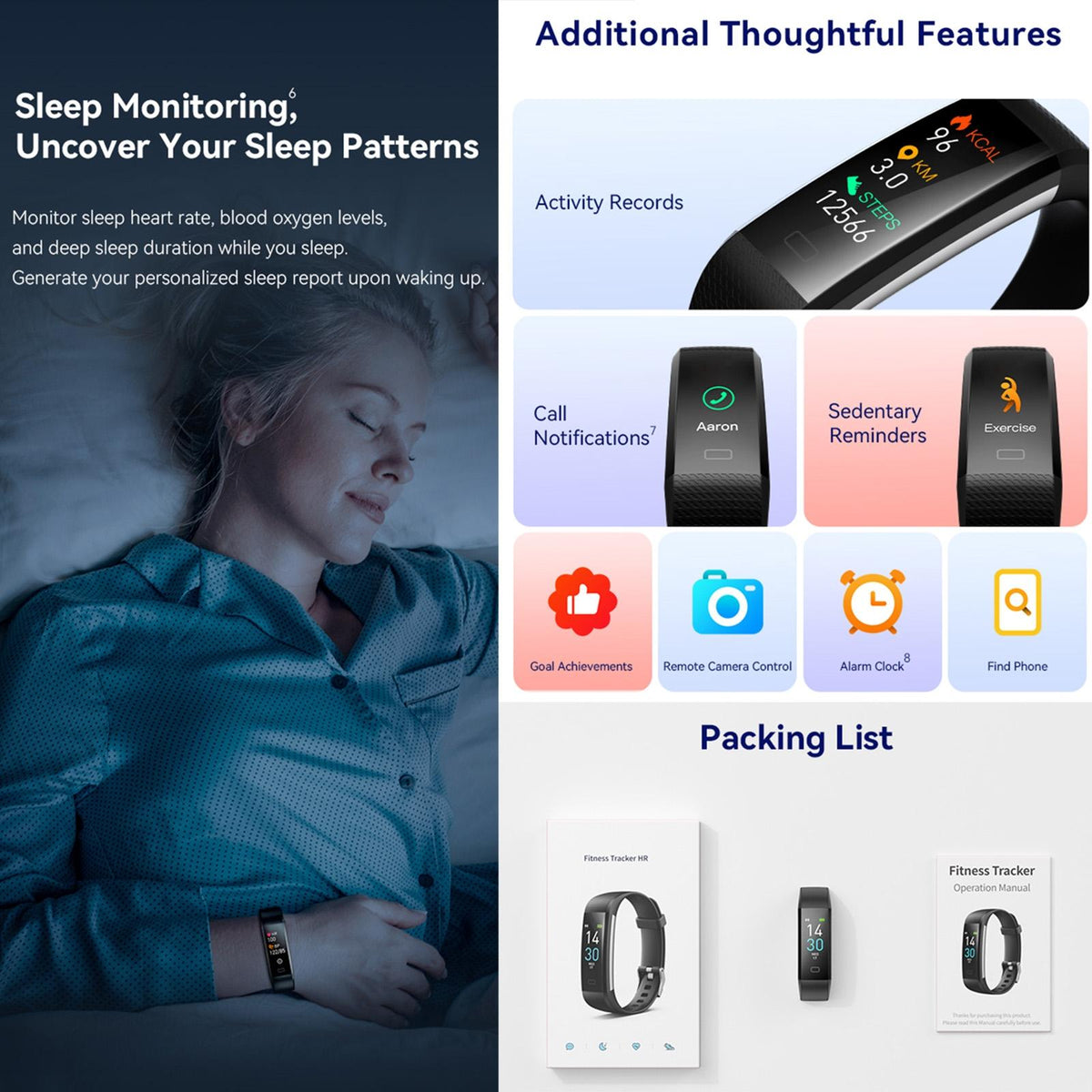 Waterproof Fitness Tracker Watch | Heart Rate Monitor | Blue