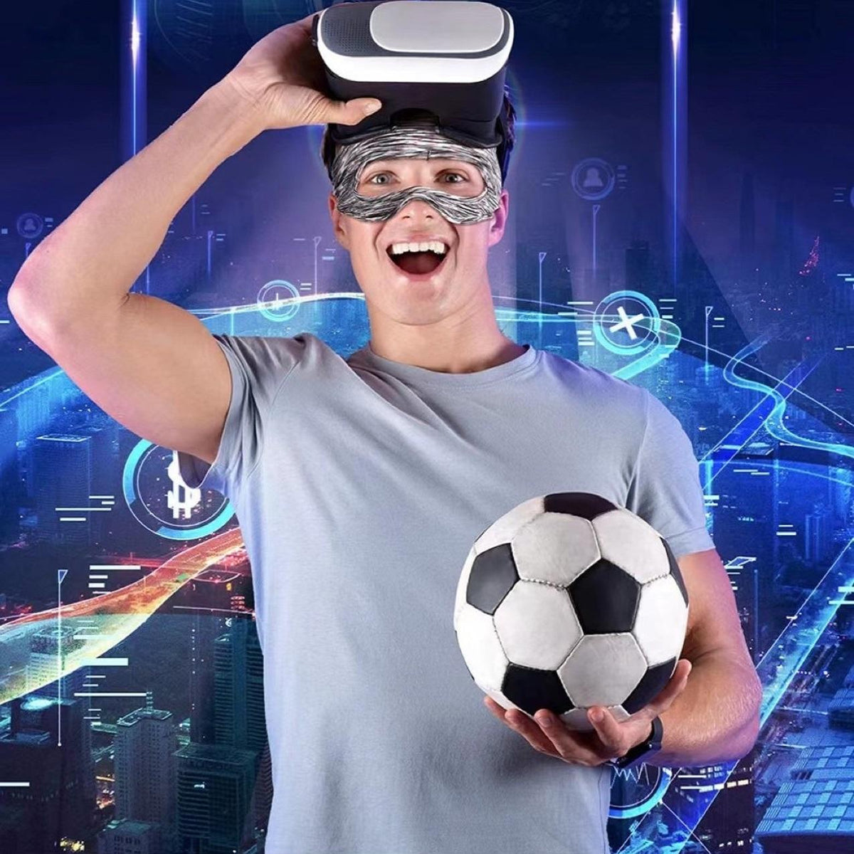 Gray Breathable VR Eye Mask | Lightweight | Orange Gray