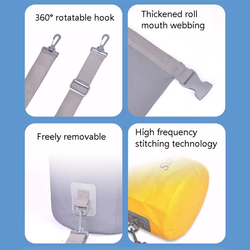 Waterproof Beach Bag for Outdoor Activities | PVC Mesh Cloth Storage Bucket | Swimming, Rafting, Seaside Fun | Grey