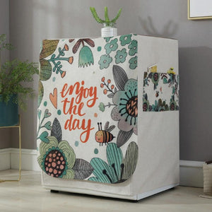 Cartoon Cotton Linen Drum Roller Washing Machine Dust Cover | 83x60x60cm | Bee