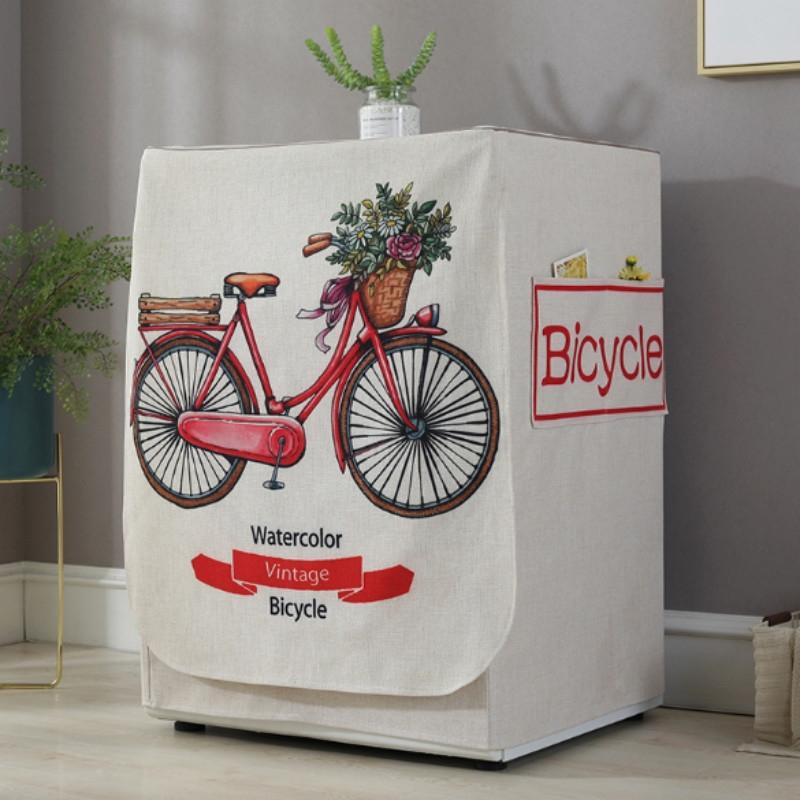 Cartoon Cotton Linen Drum Roller Washing Machine Dust Cover | 83x60x60cm | Bee