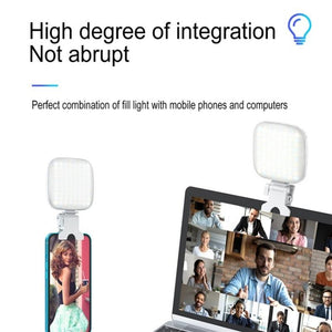 Portable Mini Clip - On LED Fill Light for Video Conferencing & Live Streaming | Purple